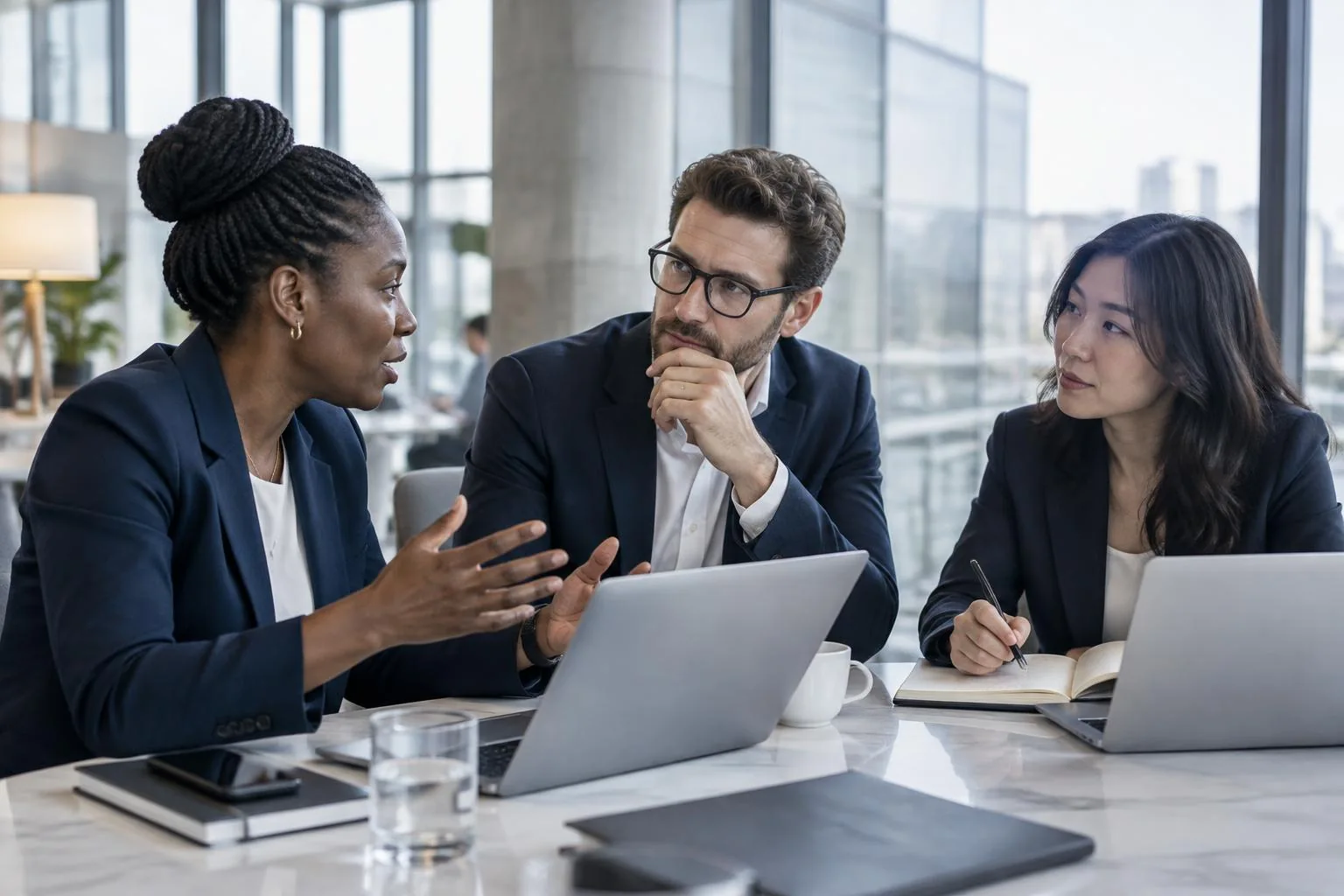 Illustrative business professionals coordinating a project